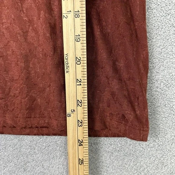 Simply Vera Vera Wang Shirt Women XS Rust Textured Crewneck Top Soft Stretch New - Picture 8 of 10